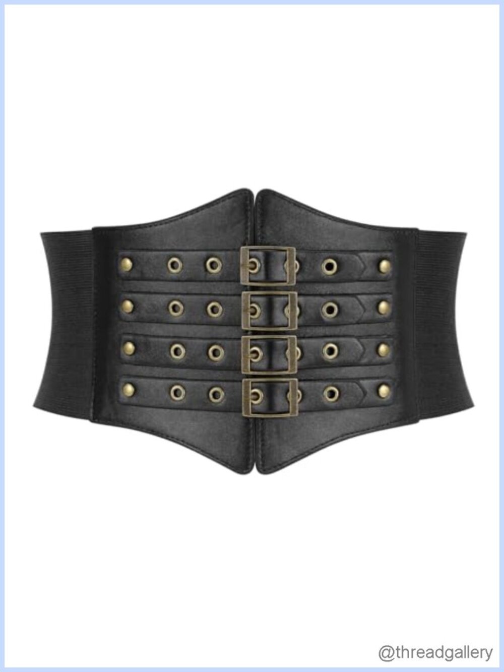 Wide Elastic Waspie Corset Belt PU Leather Halloween Costume Waist Belt